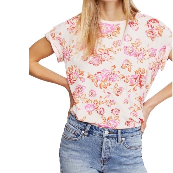 Free People Soft Relaxed Floral Tee - Picture 2 of 7
